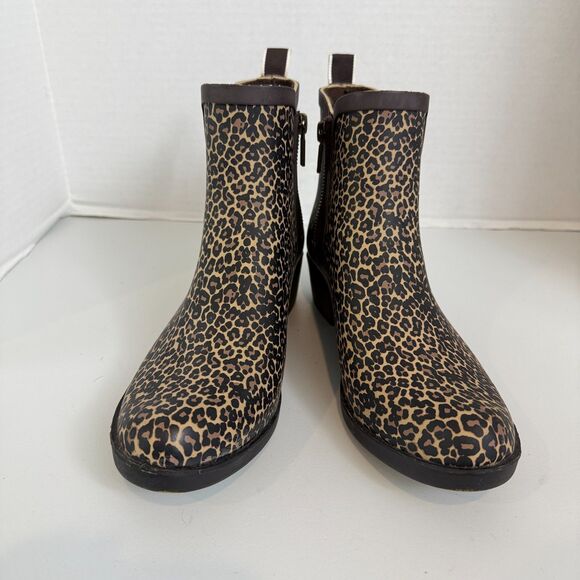 Lucky Brand Women's Rainboot Bootie Ankle Boot Shoes Leopard Print Size 8 M - Picture 3 of 10